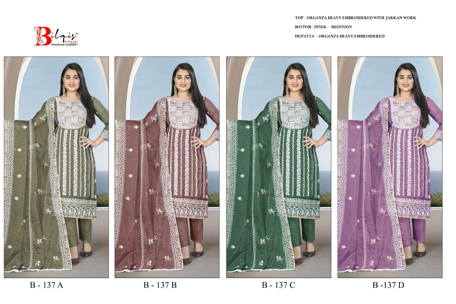 B 137 Organza Bilqis  Pakistani Salwar Kameez Collection